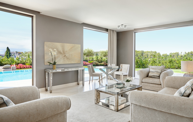 Tiara Holidays - Porto Sani - 3 bedroom family suite private pool living room